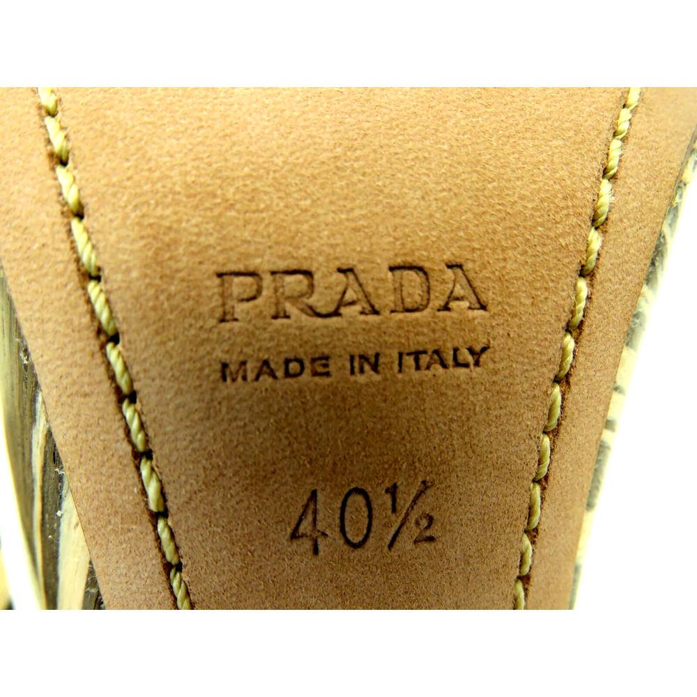 NIB PRADA 1Z647D WHITE PATENT LEATHER WOOD PLATFORM SANDALS PUMPS 40.5 ITALY - Picture 11 of 11